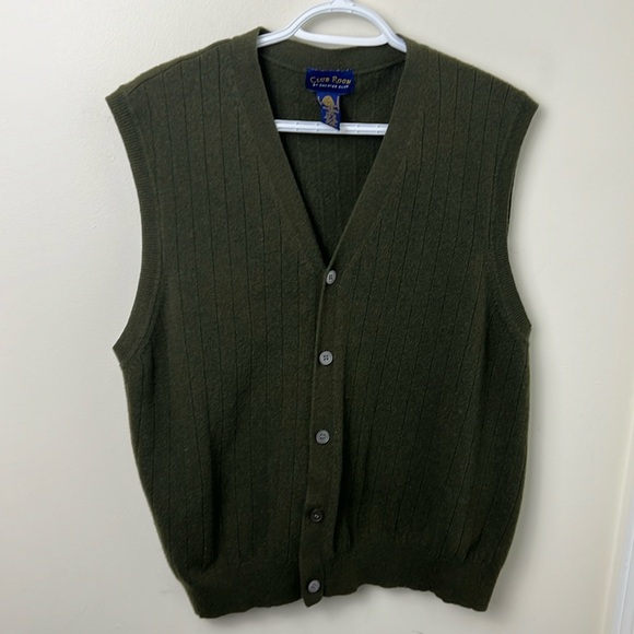 Club Room By Charter Club 100% Lambswool knit Sweater Vest Olive Green Size XL - Picture 5 of 10